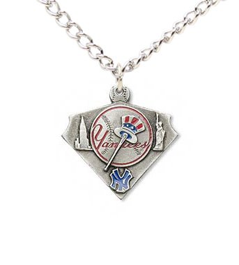 New York Yankees Chain Necklace & Enameled Pewter Pendant – MLB Baseball Fan Shop Sports Team Merchandise