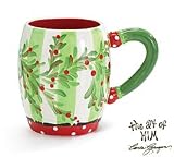 WHIMSICAL CHRISTMAS EVERGREENS MUG Hand-painted