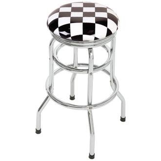 Checker Double Ring Retro Bar Stool