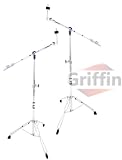 2 Pack Cymbal Boom Stands Drum Hardware Double Braced Percussion Holder Griffin