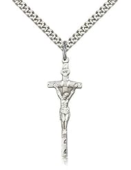 Papal Crucifix Pendant, Sterling Silver