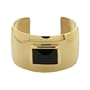Women's Stainless Steel Gold Plated Cuff Bracelet with Black Onyx Accent, 7.75"