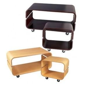 Adesso Contour Rolling Coffee Table, Walnut