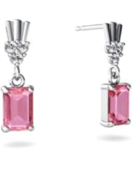 Created Pink Sapphire 14kt White Gold Dangle Drop Earrings