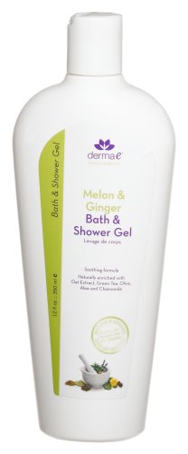 Derma E Natural Bodycare Bath & Shower Gel, Melon & Ginger, 12-Ounce Bottles (Pack of 3)