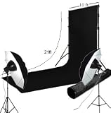 10ftx21ft Heavy weave Black Muslin Backdrop with a Stand & 2 studio lights