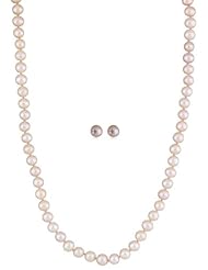 Honora Plum Freshwater Cultured Pearl Necklace with Stud Earrings Jewelry Set