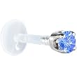 16 Gauge 5/16" Solid 14KT White Gold 3mm Arctic Blue Cubic Zirconia Bioplast Tragus Earring Stud
