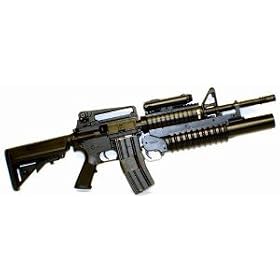 M4 3181 AEG Electric Airsoft Rifle, M203 Spring Grenade Launcher, Two Stocks, FPS-300, Extra Magazine