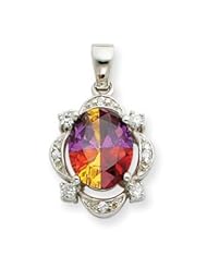 Sterling Silver Rainbow and Clear CZ Pendant Slide