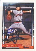 Paul Gibson, Detroit Tigers, 1992 Topps Autographed Card