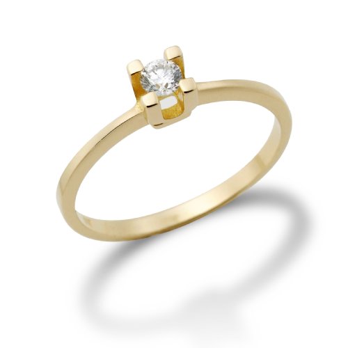 Miore 14ct/585 Gelbgold Solitaire Damenring Gr&ouml;&szlig;e 52 mit Brillant ca.0,10ct MA70RYM Preisvergleich