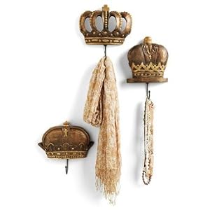 Set of Three Wood Crown Hooks - Grandin Road