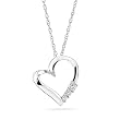 10k Gold 3-stone Diamond Heart Pendant with 18" Chain (1/10 Cttw; I-J Color)