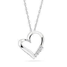 10k Gold 3-stone Diamond Heart Pendant with 18" Chain (1/10 Cttw; I-J Color)
