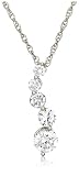 Platinum Overlay Sterling Silver Cubic Zirconia Journey Pendant