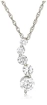 Platinum Overlay Sterling Silver Cubic Zirconia Journey Pendant