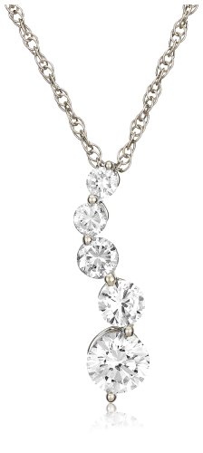Platinum Overlay Sterling Silver Cubic Zirconia Journey Pendant