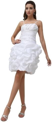 Heyivogue Spaghetti Straps Empire Ruched Pick Up Bubble Sweet 16 Ball Dress 3387 20W White