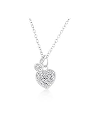 Silver Heart Charm Pave Necklace