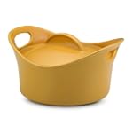 Rachael Ray Stoneware 2-3/4-Quart Covered Bubble & Brown Casserole "Casserround", Yellow