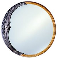 Afina Timeless Traditional 36" Moon Framed Round Mirror in Antique Gold