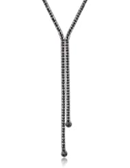 ABS By Allen Schwartz "Deco Delight" Jet Color Crystal Kissing Lariat Y-Shaped Necklace, 20.88"