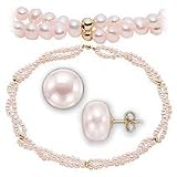 Pink Pearl Twisted Necklace with Earrings Set