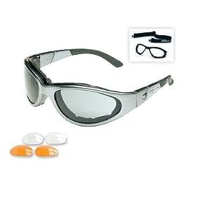 Body Specs Sunglasses or Goggles BSG Chrome Silver Frame with Grey, Light Rust, and Clear 3 Lens...
