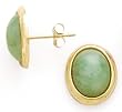 14K 8X10MM OVAL JADE EARRING POST