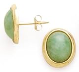 14K 8X10MM OVAL JADE EARRING POST