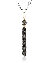 Fern Freeman 22K Gold with Rhodium Silver and Pave Diamond Ball Tassel Necklace, 39.70"