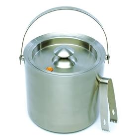 Ice Bucket and Tongs by Outset, Brushed Stainless Steel Double-Wall Insulated by Outset