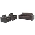 Edwin Full Leather Sofa Set- Brown