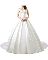 Natural   Waistline  Off the Shoulder Satin  Ball Gown  Dress