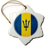 Barbados Flag - 3 Inch Snowflake Porcelain Ornament