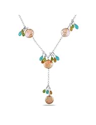 14K White Gold 12-13 MM Freshwater Cultured Pearl, Apatite, Citrine, and Peridot Pearl Strand, 18"