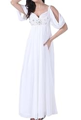 V-neck Corset   Waistline Chiffon Sheath Crystal Draped Evening Dress 