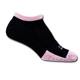 Thorlo Thin Cushion Micro-Mini Crew Tennis Socks with THORiLONi and CoolMaxi - Black/Pink - T1CCU