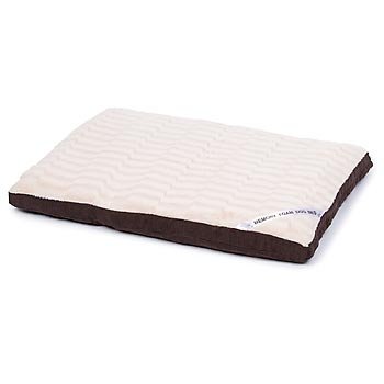 Petco Rectangular Plush Memory Foam Cream and Brown Dog Bed 40 L X 30 W X 5 H