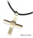 Old Ethiopian Coptic Cross Pendant on Black Leather Cord Necklace
