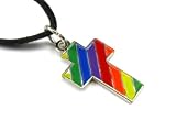 Multi Color Mini Cross Pendant with Cord Necklace