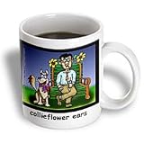 Londons Times Funny Dogs Cartoons - Collie Flower Ears - Mugs