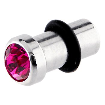 2 Gauge Fuchsia Cubic Zirconia Ear Plug