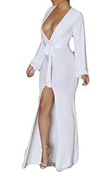 Sexy V-neck Ankle Length Wrap Stretchy Maxi Dress 