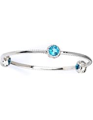 CleverEve Designer Series 2013 Fall Winter .925 Sterling Silver Topaz Delicate Bangle Bracelet