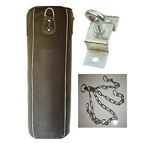 Punch Bag Brown Rex Leather 5ft With Steel PunchBag Hanging Chains & Steel Hook