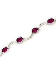 10K White Gold Oval Ruby Bracelet