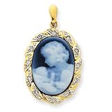 14k Yellow Gold New Arrival Twins Agate Cameo Pendant