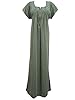 Womans Maxi Dress Heena Green Cotton Caftan Embroidered Long Kaftans Loungerwear Xl